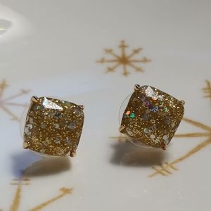 Kate Spade gold glitter studs.